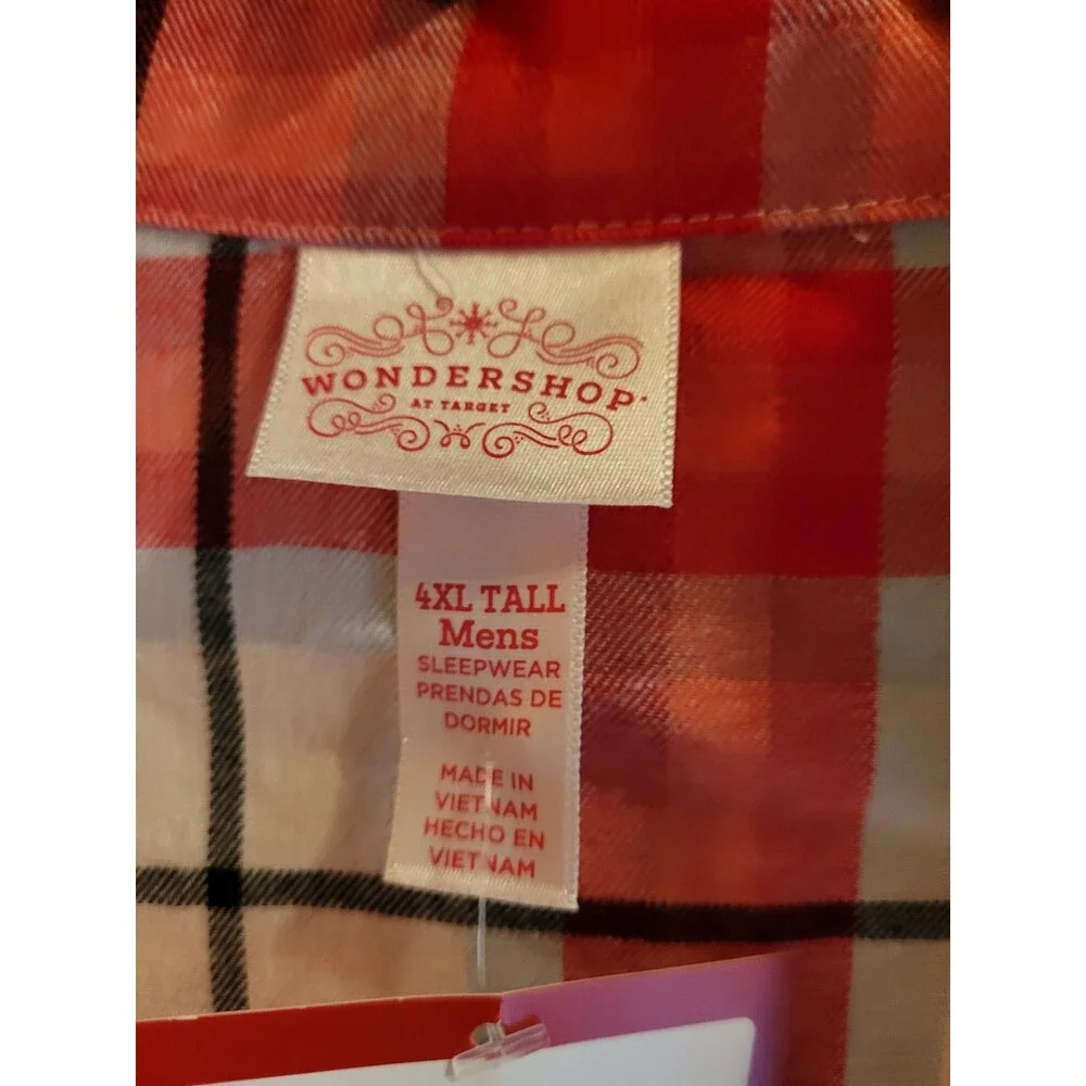 Wondershop Men’s Red Plaid 4XLT Pajama Button Down Shirt Red/White/Blue Big/Tal - Picture 6 of 6